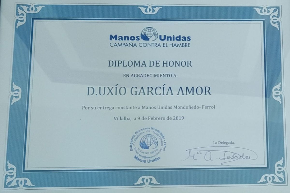 Diploma de Manos Unidas (09/02/2019)