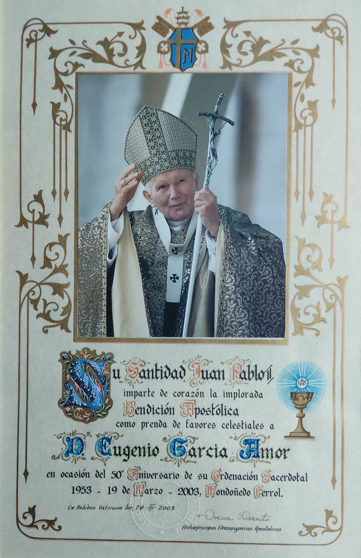 50 aniversario da sua ordenación sacerdotal (19/03/2003)